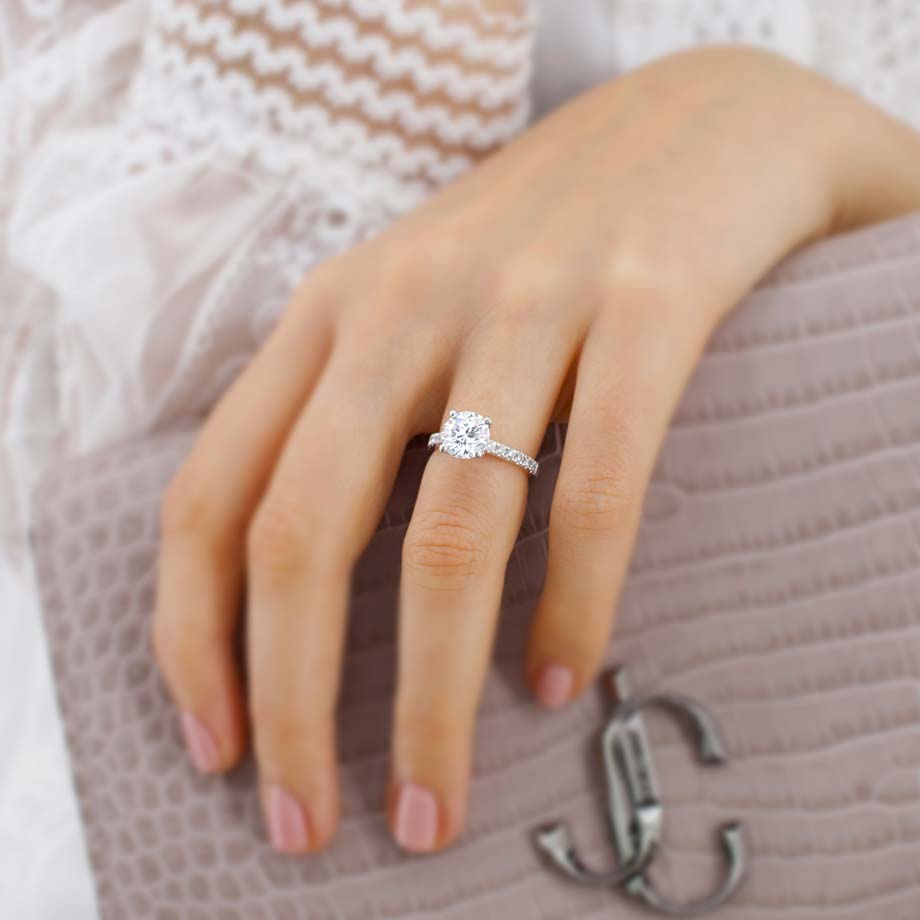 Diamond set shoulder engagement rings Clearance