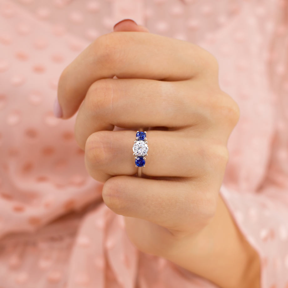 Sapphire instead of diamond engagement ring Clearance