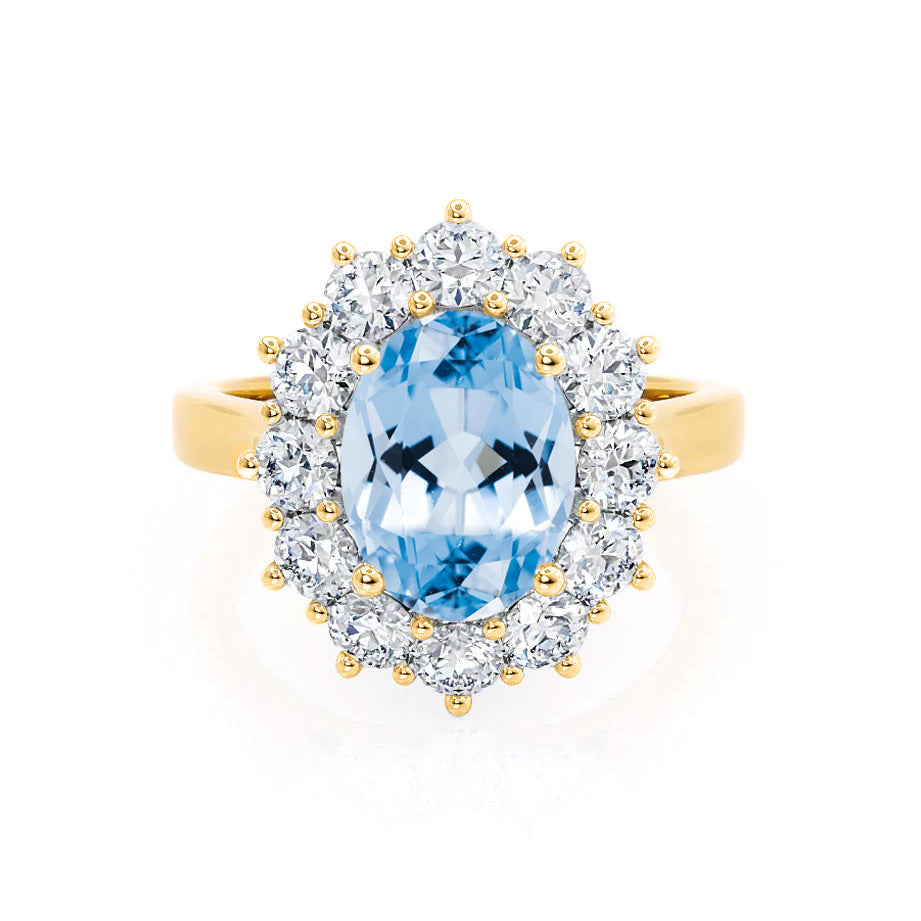 DIANA - Chatham® Aqua Spinel & Lab Diamond 18k Yellow Gold | Lily