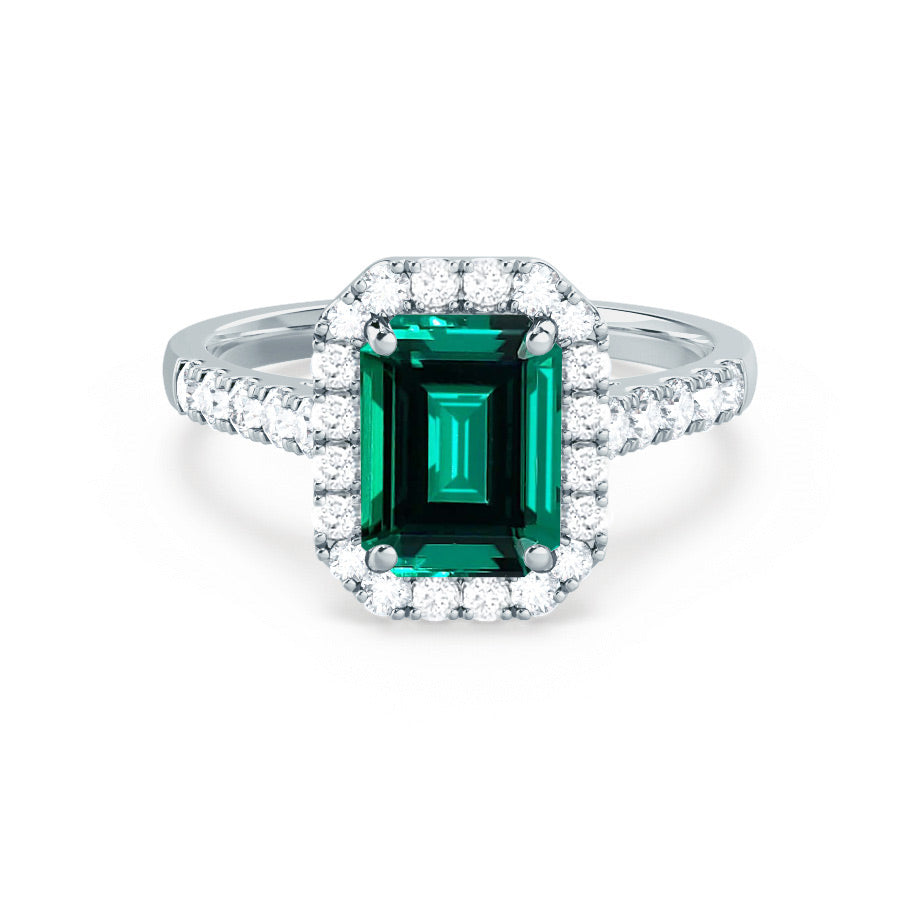 Silvershake Petite Round Nano Emerald Promise Ring - 925 Sterling Silver, White Or Yellow Gold Plated, Size 4