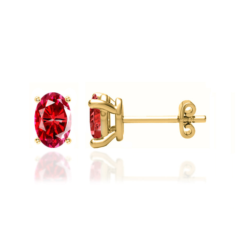 SAVANNAH - Oval Ruby 18k Yellow Gold Stud Earrings | Lily