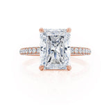 COCO - Radiant Lab Diamond 18k Rose Gold Petite Triple Pavé Hidden Halo Engagement Ring Lily Arkwright