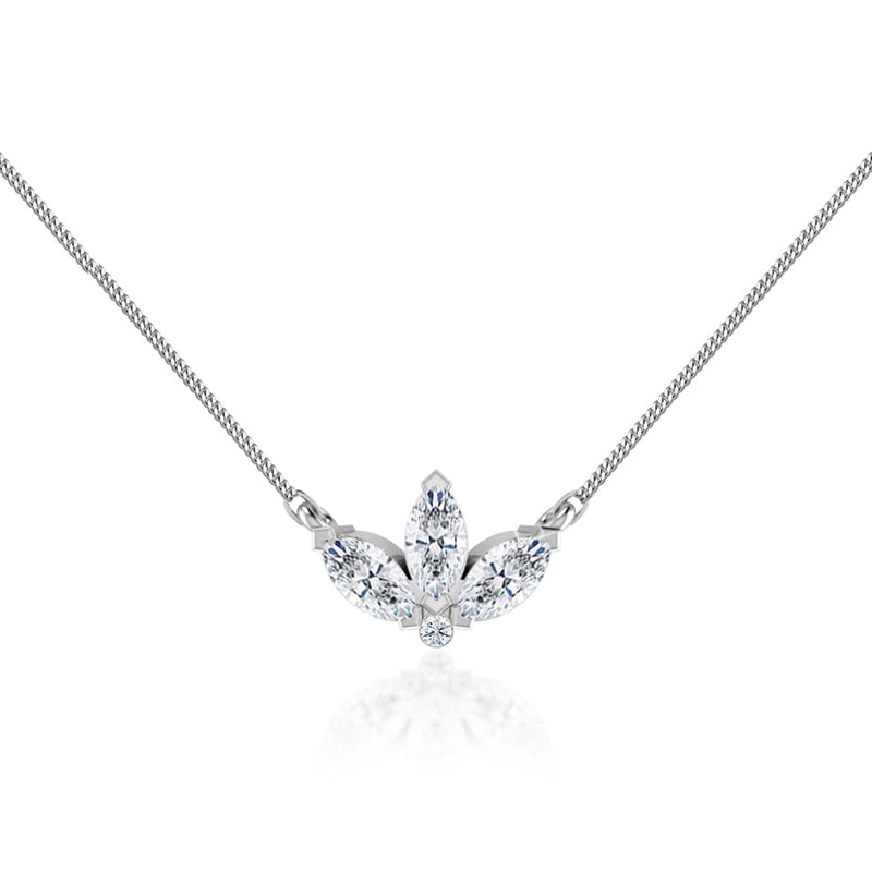 LENA - Marquise Petal Lab Diamond Necklace 18k White Gold Pendant Lily Arkwright
