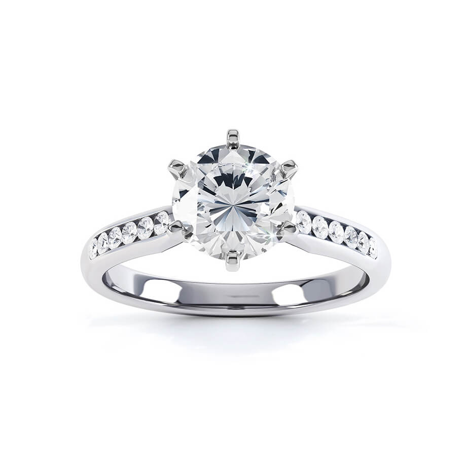 Jasmine Ex Display 1.20ct Round Moissanite 18K White Gold Channel Set Ring Lily Arkwright
