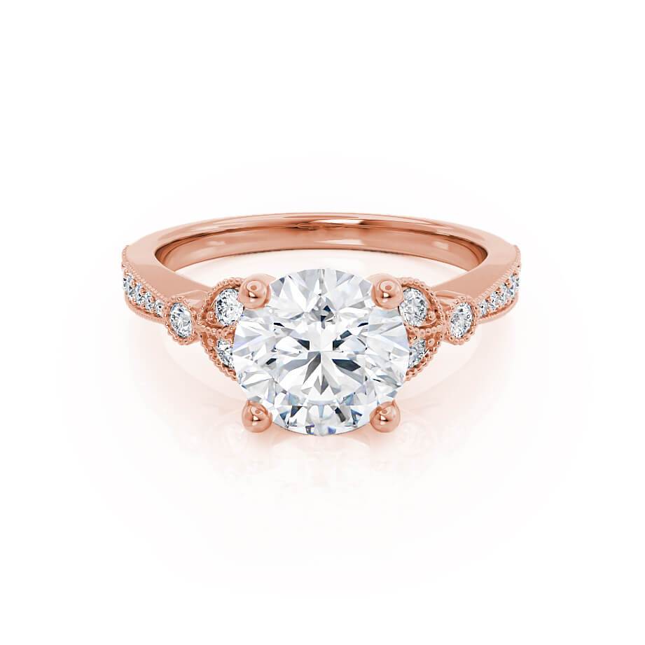 LILIANA - Round Moissanite & Diamond 18k Rose Gold Shoulder Set