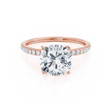 MACY - Cushion Lab Diamond 18k Rose Gold Petite Shoulder Set Engagement Ring Lily Arkwright