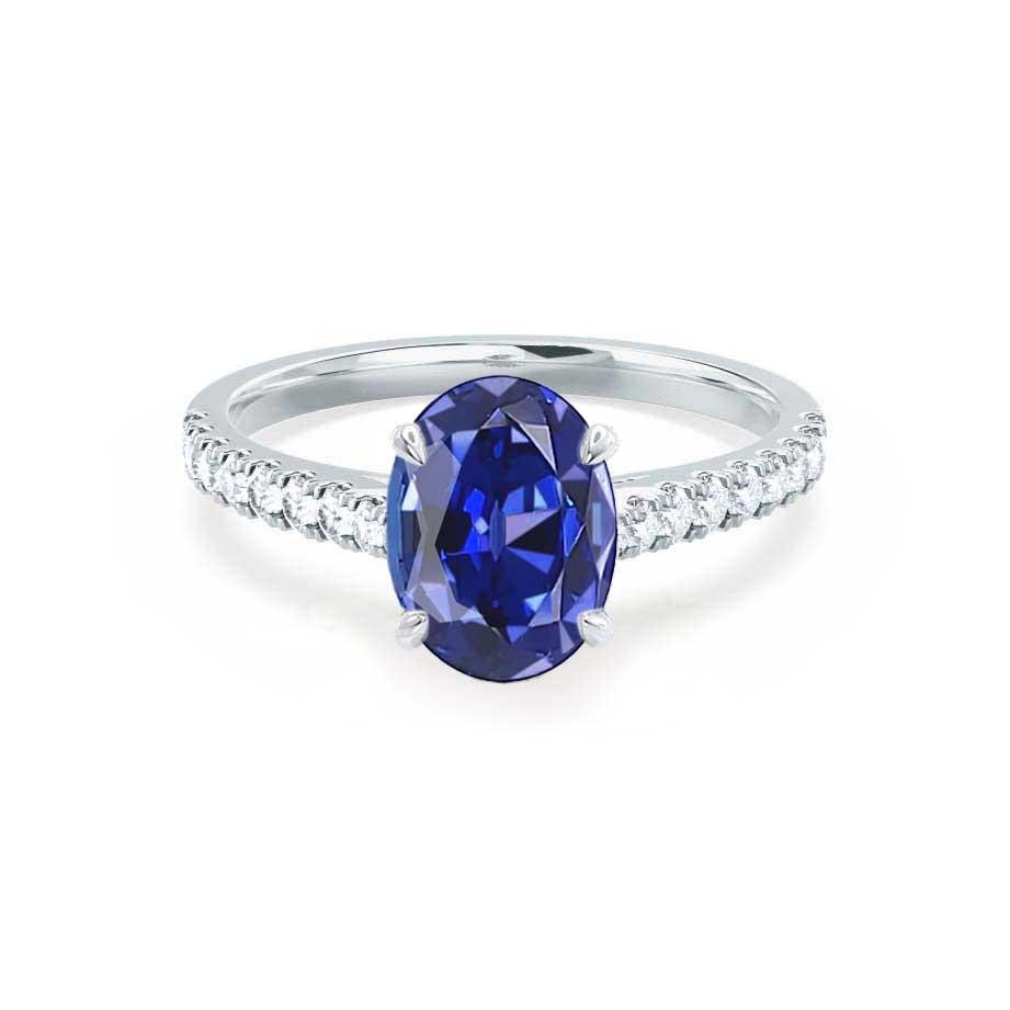VIOLA Chatham® Blue Sapphire Oval Diamond 18k White Gold