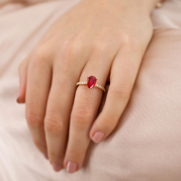 chatham lab grown ruby engagement ring Lily Arkwright