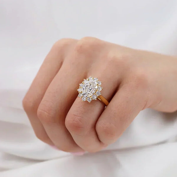 lily arkwright diana lab natural diamond cluster vintage full halo polished band sustainable ethical alternative engagement ring 