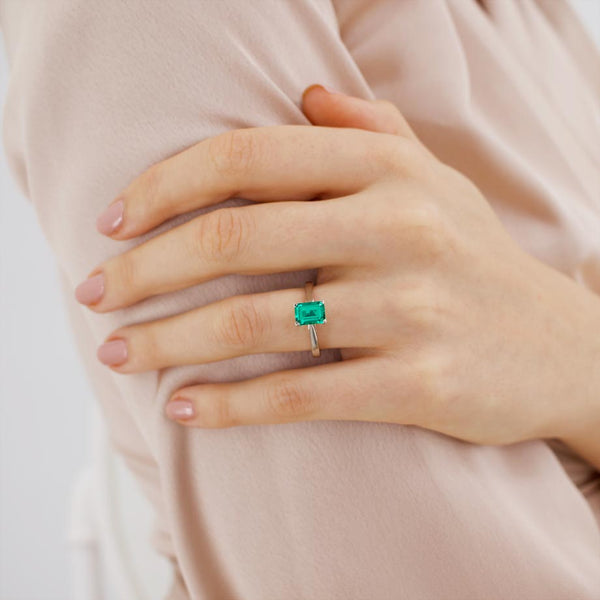Lab created emerald diamond ring Clearance