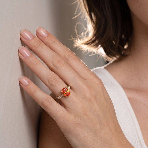 Padparadscha sapphire engagement ring collection