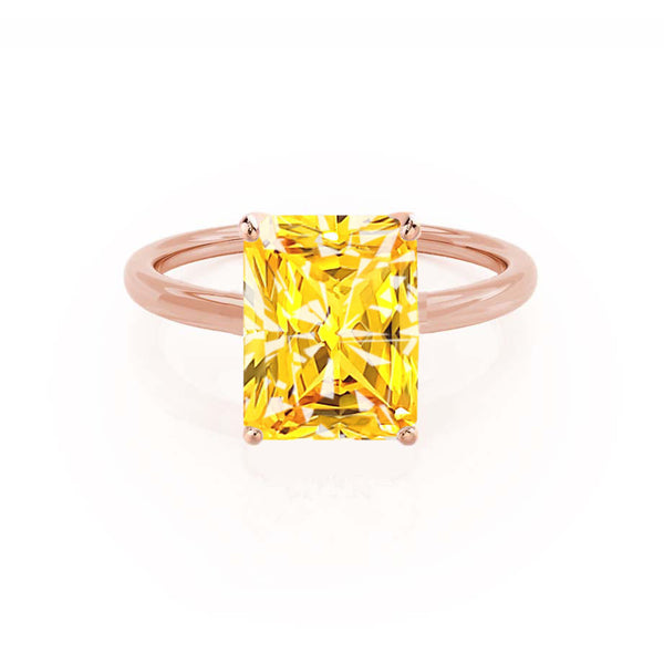 LULU - Radiant Yellow Sapphire 18k Rose Gold Petite Solitaire Engagement Ring Lily Arkwright
