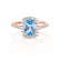 DARLEY - Aqua Spinel Elongated Cushion Micro Pavé 18k Rose Gold Halo Engagement Ring Lily Arkwright