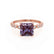 HOPE - Princess Alexandrite & Diamond 18k Rose Gold Vintage Shoulder Set Engagement Ring Lily Arkwright