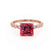 HOPE - Princess Ruby & Diamond 18k Rose Gold Vintage Shoulder Set Engagement Ring Lily Arkwright