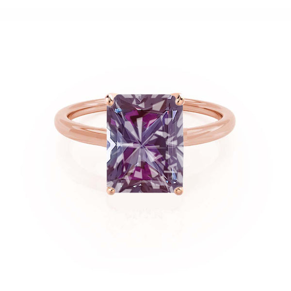 LULU - Radiant Alexandrite 18k Rose Gold Petite Solitaire Engagement Ring Lily Arkwright