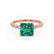 HOPE - Princess Emerald & Diamond 18k Rose Gold Vintage Shoulder Set Engagement Ring Lily Arkwright