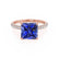 COCO - Princess Blue Sapphire & Diamond 18k Rose Gold Hidden Halo Triple Pavé Shoulder Set Engagement Ring Lily Arkwright