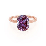 LULU - Elongated Cushion Alexandrite 18k Rose Gold Petite Solitaire Ring Engagement Ring Lily Arkwright