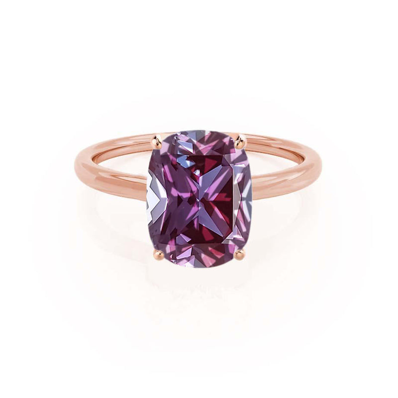 LULU - Elongated Cushion Alexandrite 18k Rose Gold Petite Solitaire Ring Engagement Ring Lily Arkwright