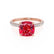 COCO - Cushion Ruby & Diamond 18k Rose Gold Hidden Halo Triple Pavé Shoulder Set Engagement Ring Lily Arkwright