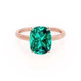 LULU - Elongated Cushion Emerald 18k Rose Gold Petite Solitaire Ring Engagement Ring Lily Arkwright