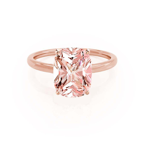 LULU - Elongated Cushion Champagne Sapphire 18k Rose Gold Petite Solitaire Ring Engagement Ring Lily Arkwright