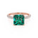COCO - Princess Emerald & Diamond 18k Rose Gold Hidden Halo Triple Pavé Shoulder Set Engagement Ring Lily Arkwright