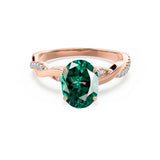 EDEN - Oval Emerald & Diamond 18k Rose Gold Vine Solitaire Ring Engagement Ring Lily Arkwright