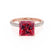 COCO - Princess Ruby & Diamond 18k Rose Gold Hidden Halo Triple Pavé Shoulder Set Engagement Ring Lily Arkwright