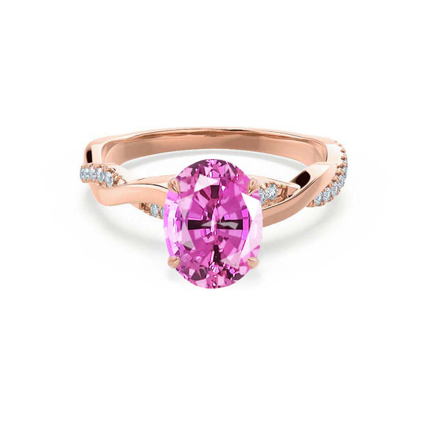 EDEN - Oval Pink Sapphire & Diamond 18k Rose Gold Vine Solitaire Ring Engagement Ring Lily Arkwright