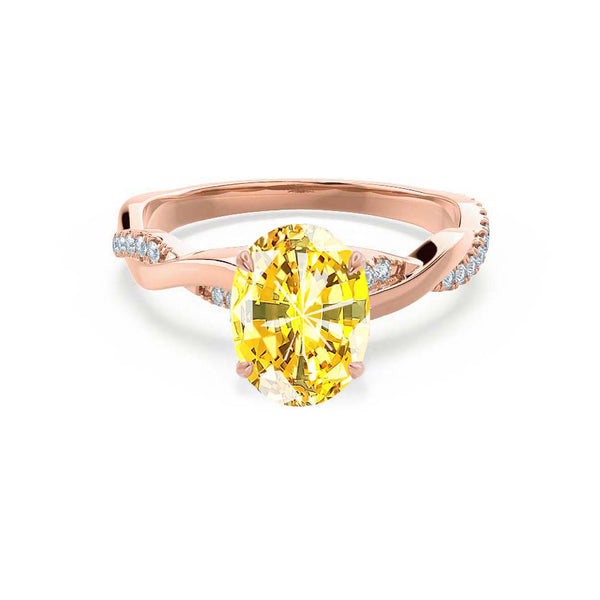 EDEN - Oval Yellow Sapphire & Diamond 18k Rose Gold Vine Solitaire Ring Engagement Ring Lily Arkwright