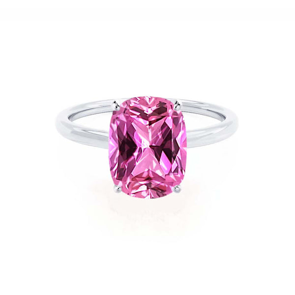 LULU - Elongated Cushion Pink Sapphire 950 Platinum Petite Solitaire Ring Engagement Ring Lily Arkwright