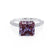 COCO - Princess Alexandrite & Diamond 18k White Gold Hidden Halo Triple Pavé Shoulder Set Engagement Ring Lily Arkwright