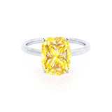 LULU - Elongated Cushion Yellow Sapphire 950 Platinum Petite Solitaire Ring Engagement Ring Lily Arkwright