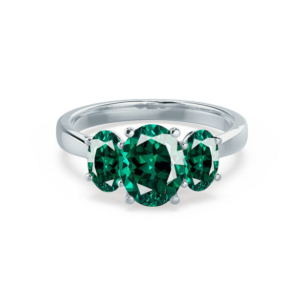 EVERDEEN - Oval Emerald 950 Platinum Trilogy Ring Engagement Ring Lily Arkwright