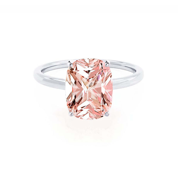 LULU - Elongated Cushion Champagne Sapphire 950 Platinum Petite Solitaire Ring Engagement Ring Lily Arkwright