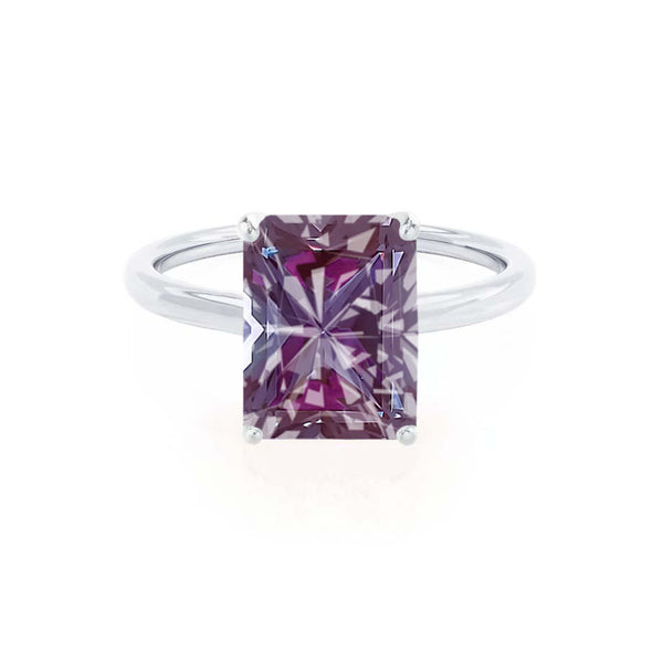 LULU - Radiant Alexandrite 18k White Gold Petite Solitaire Engagement Ring Lily Arkwright