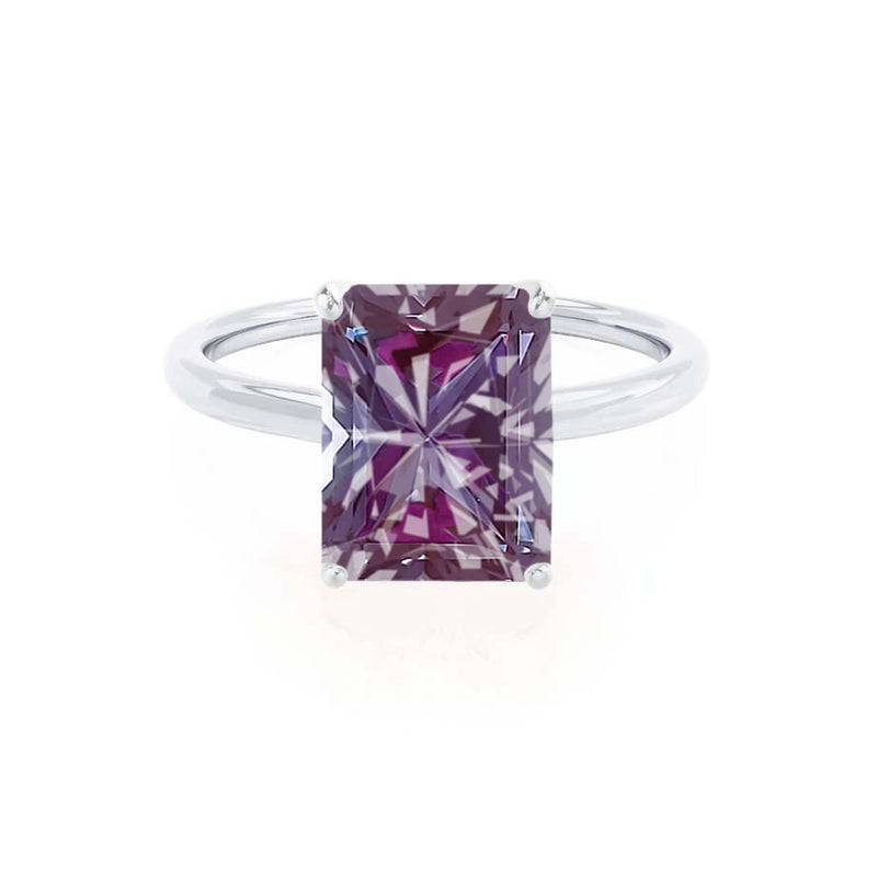 LULU - Radiant Alexandrite 18k White Gold Petite Solitaire Engagement Ring Lily Arkwright