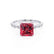 HOPE - Princess Ruby & Diamond 18k White Gold Vintage Shoulder Set Engagement Ring Lily Arkwright