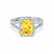EVERLY - Radiant Yellow Sapphire & Diamond 950 Platinum Split Shank Halo Ring Engagement Ring Lily Arkwright
