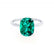 LULU - Elongated Cushion Emerald 18k White Gold Petite Solitaire Ring Engagement Ring Lily Arkwright
