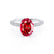COCO - Oval Ruby & Diamond 950 Platinum Petite Hidden Halo Triple Pavé Shoulder Set Ring Engagement Ring Lily Arkwright
