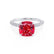 COCO - Cushion Ruby & Diamond 18k White Gold Hidden Halo Triple Pavé Shoulder Set Engagement Ring Lily Arkwright