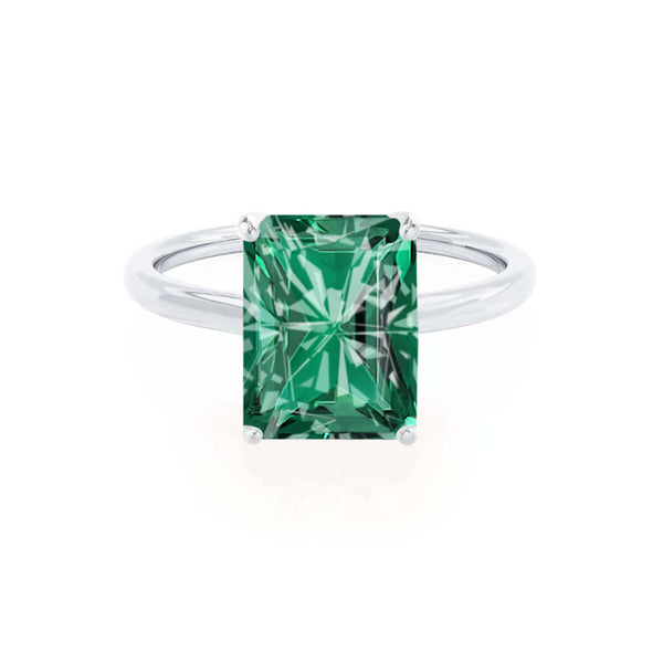 LULU - Radiant Emerald 950 Platinum Petite Solitaire Engagement Ring Lily Arkwright