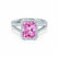 EVERLY - Radiant Pink Sapphire & Diamond 18k White Gold Split Shank Halo Ring Engagement Ring Lily Arkwright