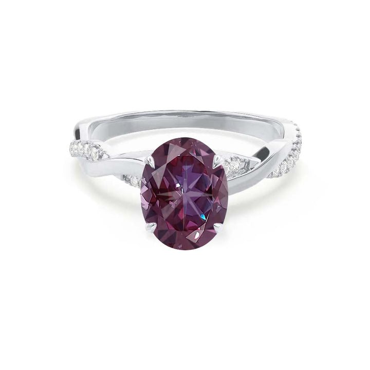 EDEN - Oval Alexandrite & Diamond 950 Platinum Vine Solitaire Ring