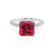 COCO - Princess Ruby & Diamond 18k White Gold Hidden Halo Triple Pavé Shoulder Set Engagement Ring Lily Arkwright