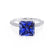 COCO - Princess Blue Sapphire & Diamond 950 Platinum Hidden Halo Triple Pavé Shoulder Set Engagement Ring Lily Arkwright