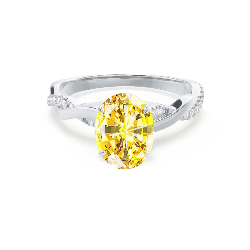 EDEN - Oval Yellow Sapphire & Diamond 950 Platinum Vine Solitaire Ring Engagement Ring Lily Arkwright